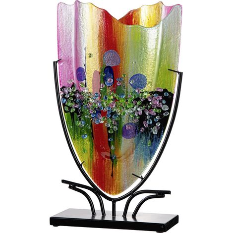 Vase de Sol en Verre Manto - Ovale - 49 cm x 30 cm (H x l) - Bleu Rose - Peint à la Main - Non étanche (1/5)