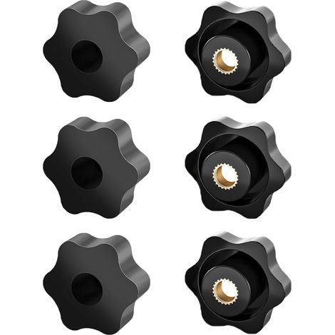 6 - Écrou à ailettes - Écrou de poignée - Filetage femelle M8 - Poignée ergonomique antidérapante - Pour génie mécanique et meubles - Noir - 32x32 mm (1/5)