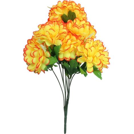 Bouquet de 8 chrysanthèmes avec gypsophile orange (1/2)