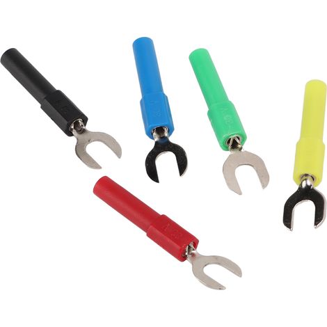 10 Stück Gabelkabelschuhe, PVC/Messing, max. 10 A, 6 mm/0,2 Zoll Y-Stecker, 4 mm/0,2 Zoll U-Stecker, Bananenstecker (1/5)