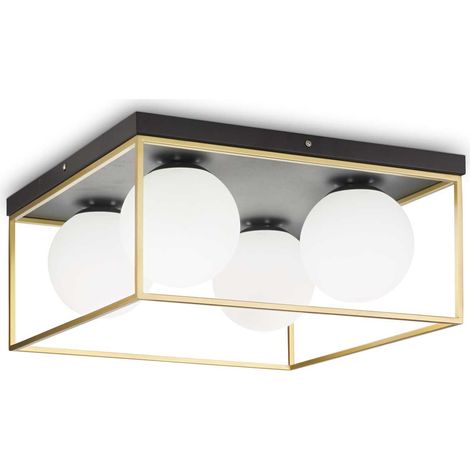 Plafoniera Contemporanea Lingotto Metallo Ottone 4 Luci E14