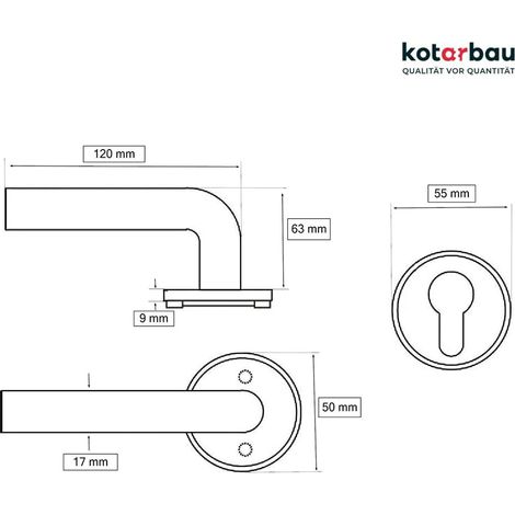 Ensemble de poignées 120 mm Satin PZ cylindre profilé universel (1/5)