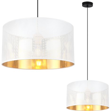 LAMPADA A SOSPENSIONE ASTI NERO 1 PARALUME BIANCO ORO PIATTO 35CM (1/5)