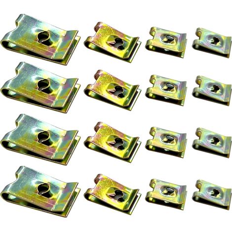 Lot de 200 Assortiment de vis et d'écrous cage pour garde-boue de voiture, Carénage Spire Vitesse Clips Pince Fixation Vis Écrous Kits, boulon de fixation de type U (Nr.6/8/10/12)