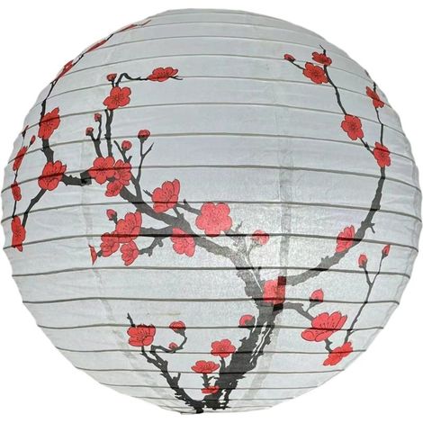 Abat-jour en papier blanc pour lustre - Décoration orientale - Fleur de prunier - Fabrication artisanale exquise - Un cadeau chinois volant (1/5)