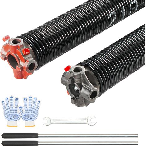 VEVOR Ressort de Torsion pour Porte de Garage, Paire de Φ5.54xΦ50.8x609.6mm, 16000 Cycles, Barres deEnroulement Antiderapantes, Gants et Cle de Montage, Revetement Electrophoretique, pour Remplacement (1/5)