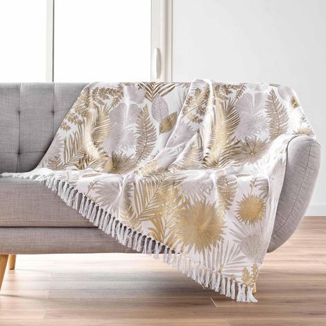 Douceur d'Intérieur Melisse Plaid con Frange, 125 x 150 cm, Cotone e Poliestere Stampato (1/5)