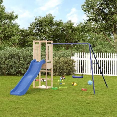 Aire de jeux extérieure : Aire de jeux d'extérieur bois de pin massif jeu extérieur enfant, aire de jeu jardin, balançoire enfant , pour jardin, usage domestique , enfant 3-8 ans (1/5)