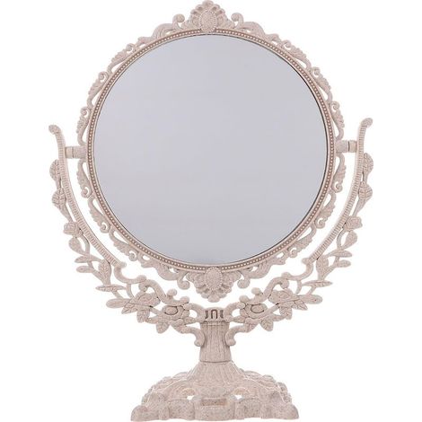 Miroir cosmétique rond vintage Healeved, sur pied double face avec plateau pivotant, style rétro e (1/5)