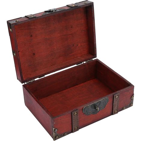 Vintage Wooden Jewelry Box – Decorative Treasure Chest with Secure Lock for Home Storage and Organization – Retro Storage Box for Valuables and (1/5)