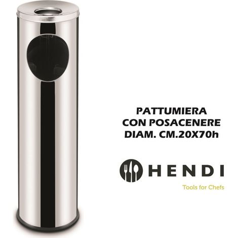 Posacenere in acciaio con cestino integrato da 15 litri - Hendi 691380