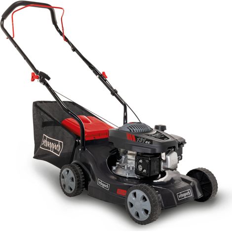 Scheppach Tondeuse à gazon thermique MP132-40 - 3,4 CV - Largeur de coupe 40 cm - Réglage hauteur de coupe sur 3 positions - Panier de ramassage de 35 L - Ergonomique - Grandes roues (1/5)