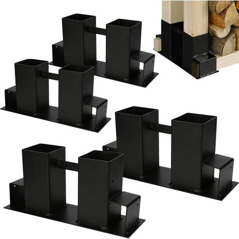 TolleTour Supporto per accatastare la legna da ardere Nero 4x (1/5)