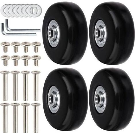 Lot de 4 roulettes de remplacement pour valise Roulettes pivotantes en caoutchouc de 50mm, silencieuses et robustes. (1/5)
