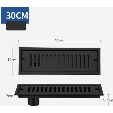 (B-30CM Side Row)Long Floor Drain Bathroom Stainless Steel 304 Thickened Large Capacity Anti-odor Shower Room Rectangular (1/4)