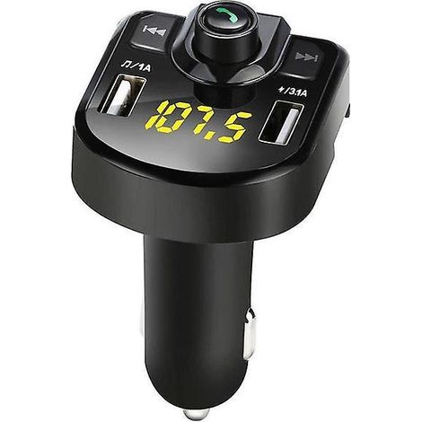 Lecteur MP3 de voiture 2022 avec kit mains libres Bluetooth 4.0, émetteur FM, récepteur audio sans fil et double adaptateur USB pour allume-cigare (1/5)