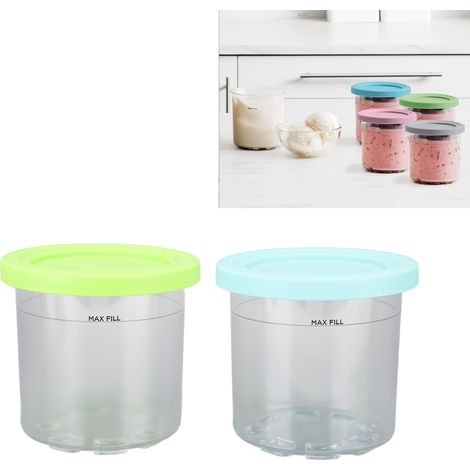 [Lot de Pots pour Crème Glacée] Pots de Crème Glacée pour Ninja NC299AMZ NC300s - 600ml, ABS/PC Sans BPA, 2 Pièces Bleu et Vert (1/5)