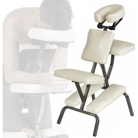Chaise de massage beige rembourrée avec sac de transport inclus (1/5)