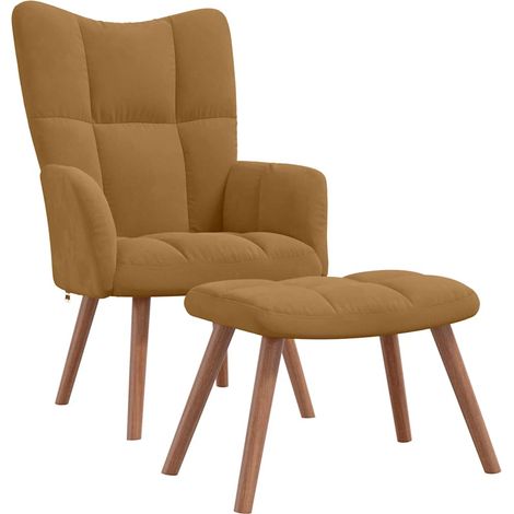 Maison Exclusive - Relaxsessel mit Hocker Braun Samt