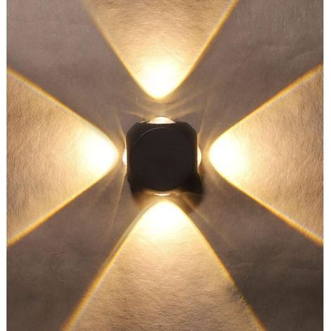 4-way LED wall light with splitter, warm white, IP-65 rain and shock resistant aluminum housing
