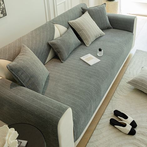 Housse de canapé imperméable - Housses de Coussin de canapé en Chenille, Housse de canapé antidérapante en Forme de L, Housses de canapé 1 2 3 4 Places pour canapé sectionnel - Gris élégant 45x45