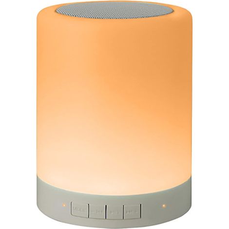 Enceinte Bluetooth Lampe de Chevet LED 7 Couleurs Réveil Radio FM Mains Libres Design Compact Blanc ABS Cadeau Idéal (1/4)