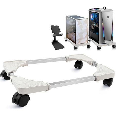 Support Pour Tour Informatique - Réglable - Roulettes 360° - Ventilation Améliorée - Pour Sol Moquette Bureau Maison - 1 Pièce