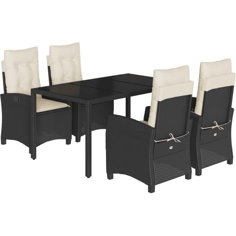 vidaXL Set da Pranzo da Giardino 5 pz Nero con Cuscini in Polyrattan (1/5)