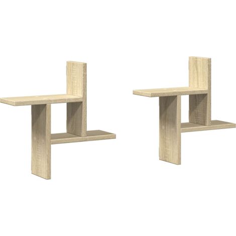 Étagères murales 2 pcs,Étagère flottante chêne sonoma 38x12x38cm bois d'ingénierie CFW89856 (1/5)