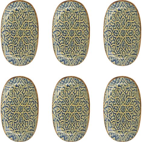 Lot de 6 assiettes ovales 23,5cm en porcelaine, CALYPSO (1/2)