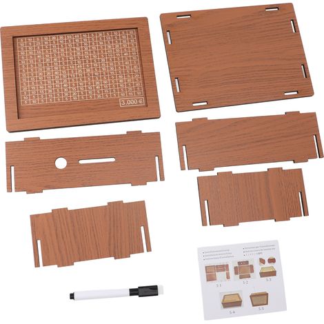 Tirelire en Bois avec Compteur Objectif Épargne 3000€ Boîte à Monnaie Rétro en Bois Naturel Design Élégant et Écologique (1/5)