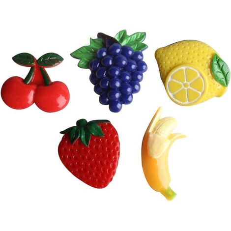 Lot de 5 autocollants magnétiques décoratifs en forme de fruits artificiels pour le bureau ou la maison. (1/3)