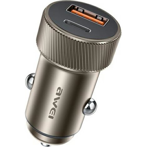 Cargador de coche AWEI C-857 33W USB+USB-C marrón