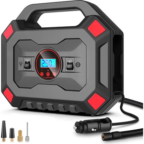 Tragbarer 12V 120W Auto-Luftkompressor, 120 PSI 30 L/min Tragbarer digitaler Luftkompressor für elektrische Reifen