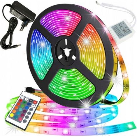 Online Store - Bande lumineuse LED RGB de 5 mètres / anneau lumineux / bande lumineuse LED multicolore (1/4)