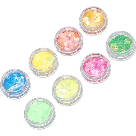 Poudre à Paillettes Étincelante pour Ongles DIY - 8 Boîtes Déco Manucure Brillante (1/5)