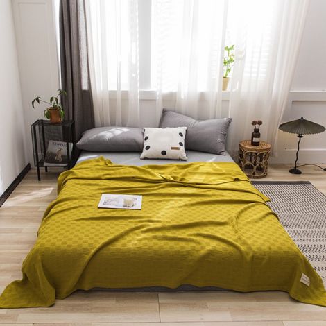 Couverture En Coton - 150 x 100 cm - Jaune - Légère Respirante Thermique Pour Toutes Saisons - 1 Pièce (1/5)