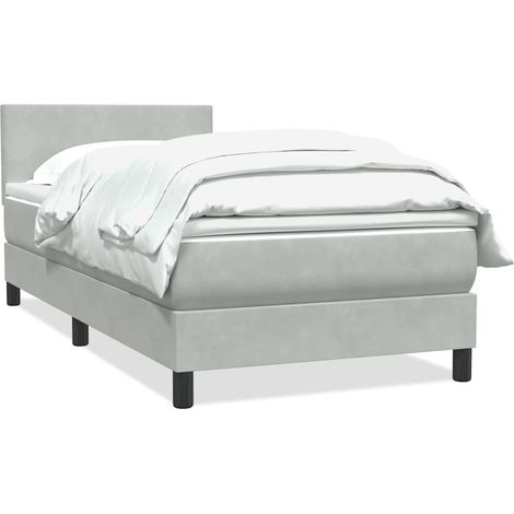 Maison Exclusive - Sommier à lattes de lit et matelas gris clair 90x210 cm velours (1/5)