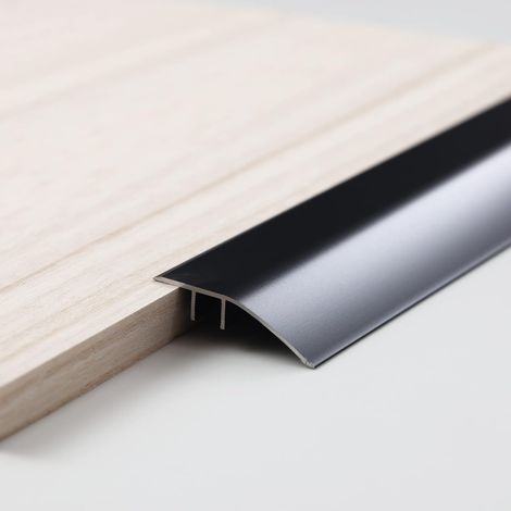 Bande de transition de plancher en aluminium pour la rampe de porte carrelage stratifié, hauteur de pont entre 5-12mm (0.9m x 43mm, Noir mat) (1/5)