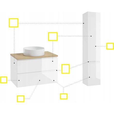 Colonne de salle de bain suspendue, blanc brillant, 157x30 cm, Modus (1/4)