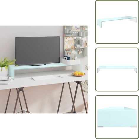 Meuble TV/Support pour moniteur 100x30x13 cm verre vert - Meubles Tv - Support Tv - Stand Tv - Meuble Tv En Verre - Support Ecran (1/5)