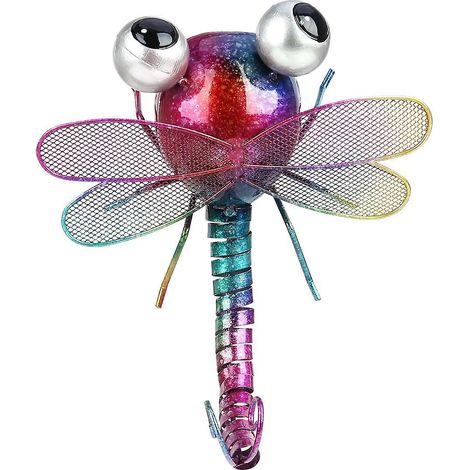 Tooarts Libelle Wanddekoration aus Eisen, Cartoon-Libelle Tischdekoration Garten oder Kinderzimmer Ro-Multicolor