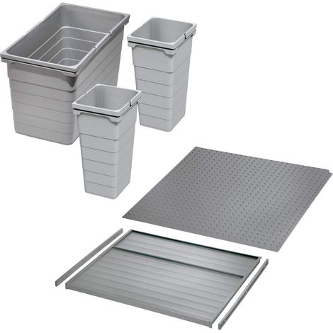 Ninka Abfalltrennsystem eins2vier KB 600 mm (2 x 11,5L / 1 x 25L) alugrau für Seitenstärke 16 mm (1/5)