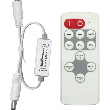 Variateur Ruban LED Alcapower Télécommande RF 433,92MHz 5-24V 5A 120W Max 8 Effets Lumineux IP20 Ultra-Compact Contrôleur Gradateur Bande Lumineuse