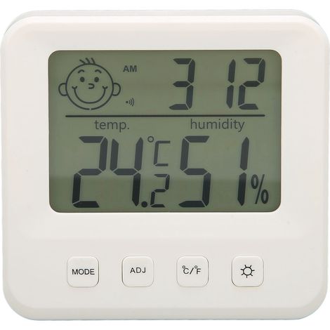 Innenraum-Feuchtigkeits- und Temperaturmonitor mit freundlichem Display, hochpräzisem digitalem Hygrometer und einem um 45 Grad klappbaren Ständer. (1/5)