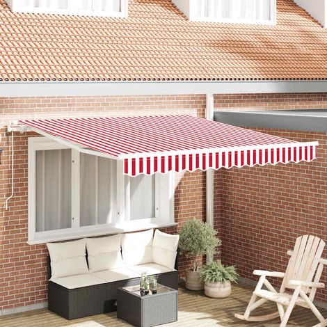 Elektrische ausziehbare Markise Rot und Weiß 350 x 250 cm (1/5)