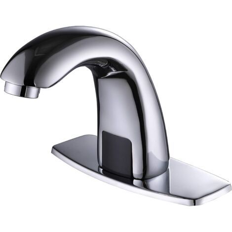 QORVA-Robinet de lavabo de salle de bain sans contact, robinet à détecteur de mouvement automatique avec couvercle de trou, chrome
