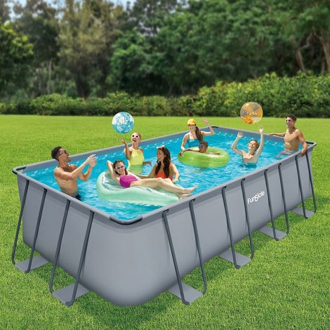 Funsicle – Piscine tubulaire rectangulaire 5,49x2,74m – Hauteur 1,32m – Volume 17871L – Liner Toughmesh™ triple épaisseur – Échelle SureStep™ incluse