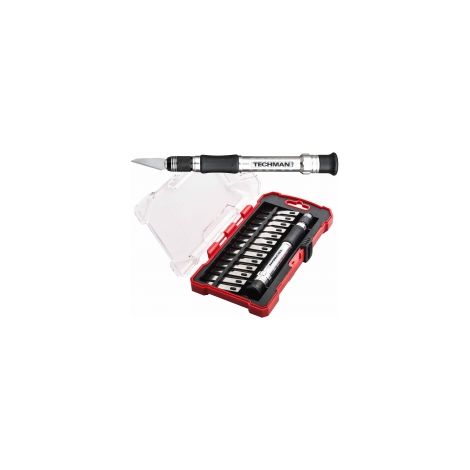 Bisturí de aluminio + 13 hojas en un estuche TECHMAN (1/2)