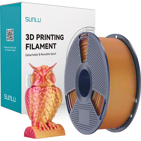 Filamento SUNLU PLA+ Seda Doble Color 1,75 mm 1 kg (rojo-dorado) (1/5)